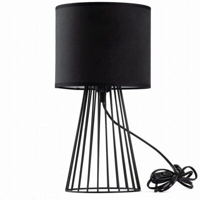 Inny producent Lampka nocna stołowa do sypialni z abażurem welurowym czarnym glamour Inny producent Lampka nocna stołowa do sypialni z abażurem welurowym czarnym glamour