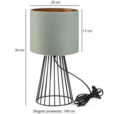 Inny producent Lampka nocna stołowa do sypialni z abażurem welurowym szałwiowo-złotym glamour Inny producent Lampka nocna stołowa do sypialni z abażurem welurowym szałwiowo-złotym glamour