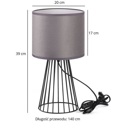 Inny producent Lampka nocna stołowa do sypialni z abażurem welurowym szarym glamour Inny producent Lampka nocna stołowa do sypialni z abażurem welurowym szarym glamour