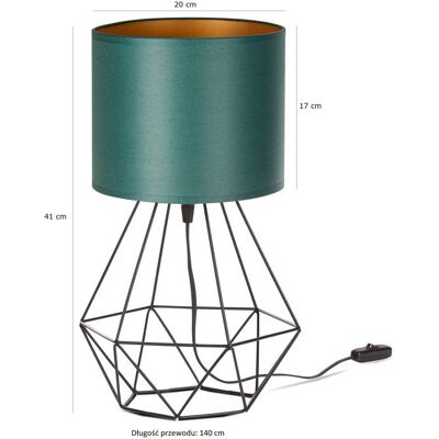 Tornado Lampka nocna stołowa do sypialni z abażurem zielono-złotym industrialna loft Tornado Lampka nocna stołowa do sypialni z abażurem zielono-złotym industrialna loft