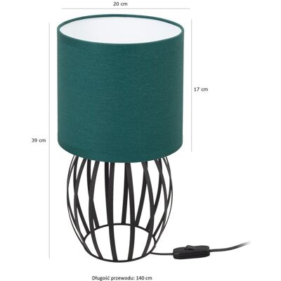 Tornado Lampka nocna stołowa do sypialni z abażurem zielonym industrialna loft Tornado Lampka nocna stołowa do sypialni z abażurem zielonym industrialna loft