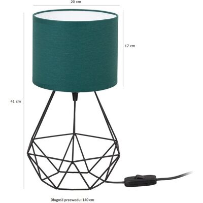Tornado Lampka nocna stołowa do sypialni z abażurem zielonym industrialna loft Tornado Lampka nocna stołowa do sypialni z abażurem zielonym industrialna loft