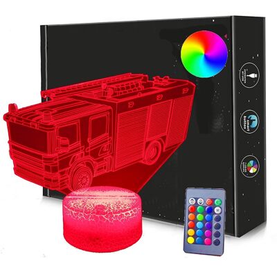 Rodzinkowo.pl Lampka nocna STRAŻ POŻARNA TIR 3D Led USB / BATERIE + PILOT RGB Rodzinkowo.pl Lampka nocna STRAŻ POŻARNA TIR 3D Led USB / BATERIE + PILOT RGB