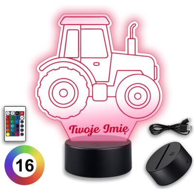 Koala Wood Lampka Traktor Nocna Dla Dzieci Prezent Dla Noworodka Twój Napis USB LED Koala Wood Lampka Traktor Nocna Dla Dzieci Prezent Dla Noworodka Twój Napis USB LED