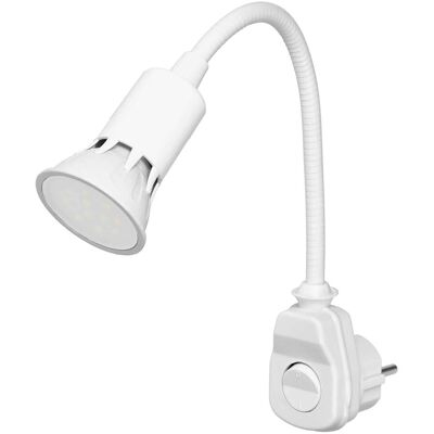 Lampka wtyczkowa z żarówką LED biała GU10 6W 300K AWA-LW/BI ORNO Lampka wtyczkowa z żarówką LED biała GU10 6W 300K AWA-LW/BI ORNO