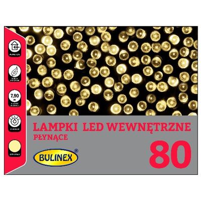 Lampki Bulinex 80led białe ciepłe 7,90m płynące Lampki Bulinex 80led białe ciepłe 7,90m płynące