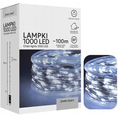 Chomik Lampki choinkowe 1000 diod zimne białe ŚWIATŁA NA CHOINKĘ Chomik Lampki choinkowe 1000 diod zimne białe ŚWIATŁA NA CHOINKĘ