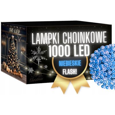 AA Lampki Choinkowe 1000 Led Niebieskie + Flash 72M Światełka Led Zewnętrzne AA Lampki Choinkowe 1000 Led Niebieskie + Flash 72M Światełka Led Zewnętrzne