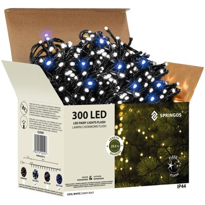 Światełka LED na Boże Narodzenie Springos - 24m, Błękitny efekt flash, IP44 Światełka LED na Boże Narodzenie Springos - 24m, Błękitny efekt flash, IP44