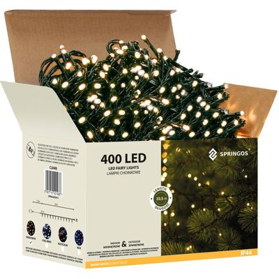 Springos Lampki choinkowe 33,5 m biały ciepły 400 led oświetlenie świąteczne IP44 Springos Lampki choinkowe 33,5 m biały ciepły 400 led oświetlenie świąteczne IP44