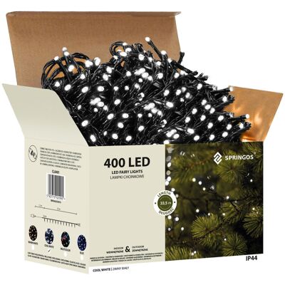 Springos Lampki choinkowe 33,5 m biały zimny 400 led oświetlenie świąteczne IP44 Springos Lampki choinkowe 33,5 m biały zimny 400 led oświetlenie świąteczne IP44