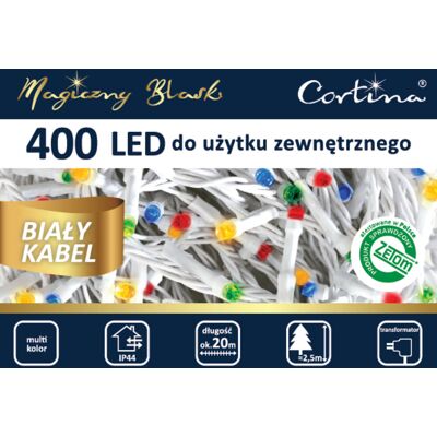CORTINA Lampki Choinkowe 400 Led Białe Wewnętrzne Zewnętrzne Światełka Świąteczne CORTINA Lampki Choinkowe 400 Led Białe Wewnętrzne Zewnętrzne Światełka Świąteczne