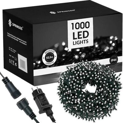 Springos Lampki choinkowe 50m zimny biały 1000 led oświetlenie świąteczne IP44 Springos Lampki choinkowe 50m zimny biały 1000 led oświetlenie świąteczne IP44