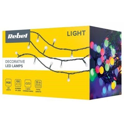 Rebel Lampki choinkowe KULKI 100 LED RGB (10m) zewnętrzna ze zmianą trybu świecenia / ZAR0477 Rebel Lampki choinkowe KULKI 100 LED RGB (10m) zewnętrzna ze zmianą trybu świecenia / ZAR0477