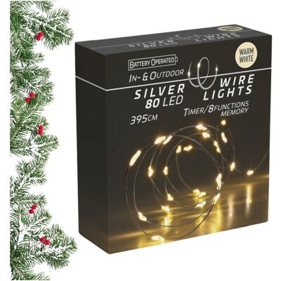 Lampki LED 80-L ciepły biały 8 funkcji z pamięcią 3xAA wew Koopman Lampki LED 80-L ciepły biały 8 funkcji z pamięcią 3xAA wew Koopman