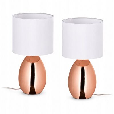 Lampki Nocne 2 Szt Relaxdays E14 Metal Biały Klosz Miedź Nowoczesne Lampki Nocne 2 Szt Relaxdays E14 Metal Biały Klosz Miedź Nowoczesne