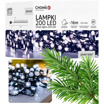 Chomik Lampki oświetlenie choinkowe CHERRY BALL 200LED zimna barwa 16m zewnętrzne Chomik Lampki oświetlenie choinkowe CHERRY BALL 200LED zimna barwa 16m zewnętrzne