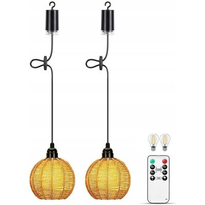 Bezmarkowe LAMPY LAMPIONY OGRODOWE zewnętrzne zestaw 2szt boho plecione beterie +pilot Bezmarkowe LAMPY LAMPIONY OGRODOWE zewnętrzne zestaw 2szt boho plecione beterie +pilot
