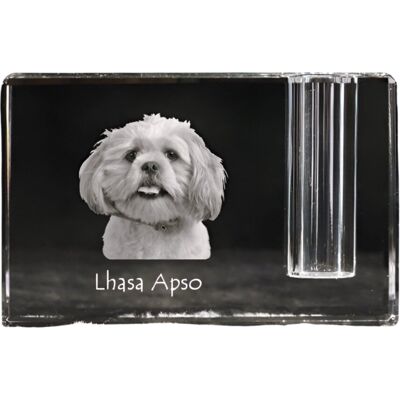 Lhasa Apso - stojak na długopis, kryształowy organizer ze zdjęciem psa, unikatowa ozdoba biurka marki Art-Dog Lhasa Apso - stojak na długopis, kryształowy organizer ze zdjęciem psa, unikatowa ozdoba biurka marki Art-Dog