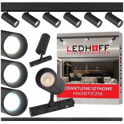 Ledhoff Listwa magnetyczna 2m + 6x lampa LED PUNKTOWA 12W 3 BARWY ŚWIATŁA ruchoma Ledhoff Listwa magnetyczna 2m + 6x lampa LED PUNKTOWA 12W 3 BARWY ŚWIATŁA ruchoma