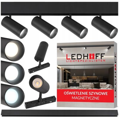Ledhoff Listwa magnetyczna + 4x lampa LED PUNKTOWA SPOT 12W 3 BARWY ŚWIATŁA ruchoma Ledhoff Listwa magnetyczna + 4x lampa LED PUNKTOWA SPOT 12W 3 BARWY ŚWIATŁA ruchoma