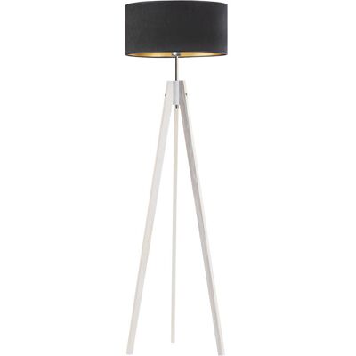 Lysne, Lampa podłogowa na drewnianym stelażu Haiti Velur, Czarny ze złotym wnętrzem Lysne, Lampa podłogowa na drewnianym stelażu Haiti Velur, Czarny ze złotym wnętrzem