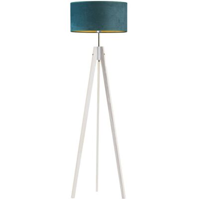 Lysne, Lampa podłogowa na drewnianym stelażu Haiti Velur, Zieleń butelkowa ze złotym wnętrzem Lysne, Lampa podłogowa na drewnianym stelażu Haiti Velur, Zieleń butelkowa ze złotym wnętrzem