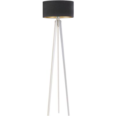 Lysne, Lampa podłogowa na drewnianym stelażu Miami Velur, Czarny ze złotym wnętrzem Lysne, Lampa podłogowa na drewnianym stelażu Miami Velur, Czarny ze złotym wnętrzem