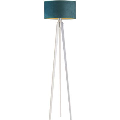 Lysne, Lampa podłogowa na drewnianym stelażu Miami Velur, Zieleń butelkowa ze złotym wnętrzem Lysne, Lampa podłogowa na drewnianym stelażu Miami Velur, Zieleń butelkowa ze złotym wnętrzem