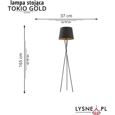 LYSNE, lampa podłogowa TOKIO GOLD, granatowy ze złotym wnętrzem LYSNE, lampa podłogowa TOKIO GOLD, granatowy ze złotym wnętrzem