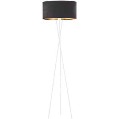 Lysne, Lampa podłogowa TRIPOD z welurowym abażurem vintage Paryż Velur, Czarny ze złotym wnętrzem Lysne, Lampa podłogowa TRIPOD z welurowym abażurem vintage Paryż Velur, Czarny ze złotym wnętrzem