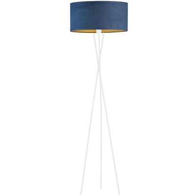 Lysne, Lampa podłogowa TRIPOD z welurowym abażurem vintage Paryż Velur, Granatowy ze złotym wnętrzem Lysne, Lampa podłogowa TRIPOD z welurowym abażurem vintage Paryż Velur, Granatowy ze złotym wnętrzem