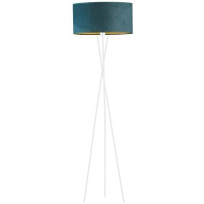 Lysne, Lampa podłogowa TRIPOD z welurowym abażurem vintage Paryż Velur, Zieleń butelkowa ze złotym wnętrzem Lysne, Lampa podłogowa TRIPOD z welurowym abażurem vintage Paryż Velur, Zieleń butelkowa ze złotym wnętrzem