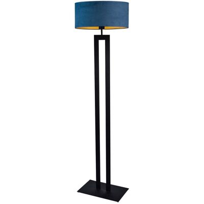 Lysne, Lampa podłogowa vintage z welurowym abażurem Kalifornia Velur, Granatowy ze złotym wnętrzem Lysne, Lampa podłogowa vintage z welurowym abażurem Kalifornia Velur, Granatowy ze złotym wnętrzem