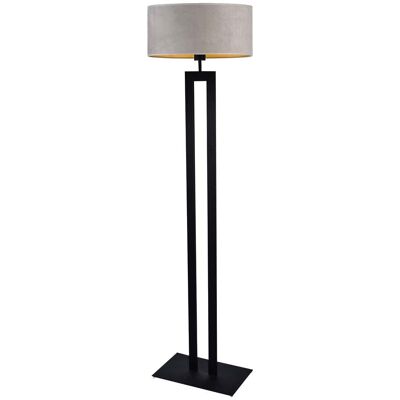 Lysne, Lampa podłogowa vintage z welurowym abażurem Kalifornia Velur, Szary ze złotym wnętrzem Lysne, Lampa podłogowa vintage z welurowym abażurem Kalifornia Velur, Szary ze złotym wnętrzem