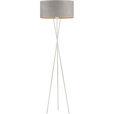 Lysne, Lampa welurowa podłogowa w stylu glamour Paryż Velur, Szary ze złotym wnętrzem Lysne, Lampa welurowa podłogowa w stylu glamour Paryż Velur, Szary ze złotym wnętrzem