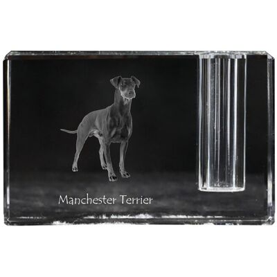 Manchester Terrier - stojak na długopis, kryształowy organizer ze zdjęciem psa, unikatowa ozdoba biurka marki Art-Dog Manchester Terrier - stojak na długopis, kryształowy organizer ze zdjęciem psa, unikatowa ozdoba biurka marki Art-Dog