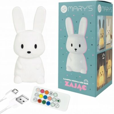 Nocna Lampka Królik Marys - Regulowana, Zdalne Sterowanie, USB Doładowanie - Nocne Światło Nocna Lampka Królik Marys - Regulowana, Zdalne Sterowanie, USB Doładowanie - Nocne Światło