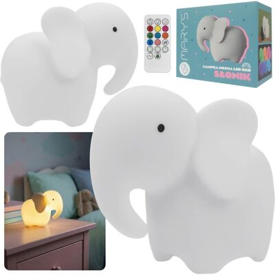 sarcia.eu Mary’s Silikonowa lampka nocna SŁOŃ, Lampka na PILOTA do pokoju dziecięcego, USB CIEPŁE światło RGB sarcia.eu Mary’s Silikonowa lampka nocna SŁOŃ, Lampka na PILOTA do pokoju dziecięcego, USB CIEPŁE światło RGB