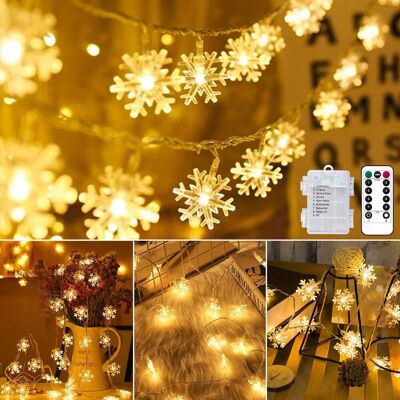 Inny producent METAKU Świąteczne Lampki LED Płatki Śniegu 6M 40LED Ciepłe Białe Z Pilotem Inny producent METAKU Świąteczne Lampki LED Płatki Śniegu 6M 40LED Ciepłe Białe Z Pilotem