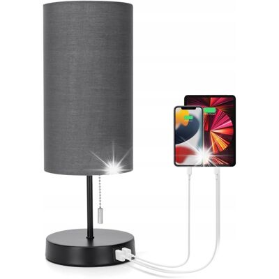 Aigostar METALOWA LAMPKA NOCNA STOŁOWA E27 2x ładowarka USB Aigostar METALOWA LAMPKA NOCNA STOŁOWA E27 2x ładowarka USB