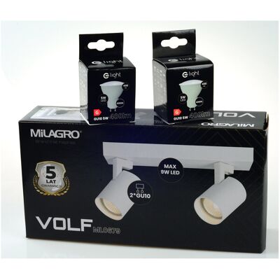 Eko-Light MiLAGRO oprawa Volf Spot biały lampa kinkiet + żarówki LED 5W barwa CIEPŁA Eko-Light MiLAGRO oprawa Volf Spot biały lampa kinkiet + żarówki LED 5W barwa CIEPŁA