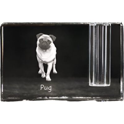 Mops, Pug, Carlin - stojak na długopis, kryształowy organizer ze zdjęciem psa, unikatowa ozdoba biurka marki Art-Dog Mops, Pug, Carlin - stojak na długopis, kryształowy organizer ze zdjęciem psa, unikatowa ozdoba biurka marki Art-Dog