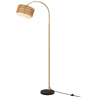 Other NETTLIFE lampa podłogowa Boho Rattan – ściemnialna lampa łukowa z pilotem, dioda LED E27, styl vintage, wysokość 165–180 cm, obrót 350°, kolor złoty Other NETTLIFE lampa podłogowa Boho Rattan – ściemnialna lampa łukowa z pilotem, dioda LED E27, styl vintage, wysokość 165–180 cm, obrót 350°, kolor złoty
