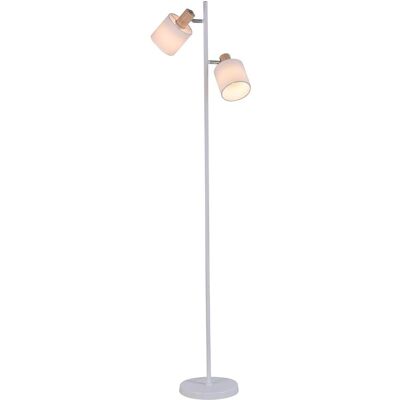 NETTLIFE Lampa podłogowa do salonu 2 żarówki E14 abażur z tkaniny w kolorze białym, lampa podłogowa 145 cm NETTLIFE Lampa podłogowa do salonu 2 żarówki E14 abażur z tkaniny w kolorze białym, lampa podłogowa 145 cm