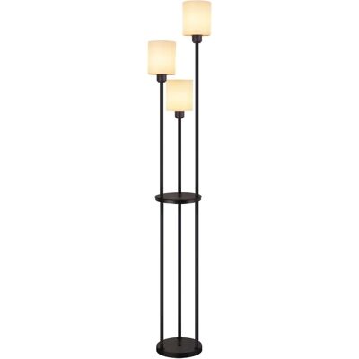 NETTLIFE Lampa podłogowa salon E27 vintage biała 3 lampy abażur z tkaniny przełącznik nożny NETTLIFE Lampa podłogowa salon E27 vintage biała 3 lampy abażur z tkaniny przełącznik nożny