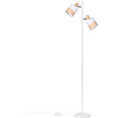 Other NETTLIFE lampa podłogowa Vintage z drewna z 2 żarówkami E14 – styl retro, klosz z materiału, obrotowy, z przełącznikiem nożnym do salonu/sypialni (ż.. Other NETTLIFE lampa podłogowa Vintage z drewna z 2 żarówkami E14 – styl retro, klosz z materiału, obrotowy, z przełącznikiem nożnym do salonu/sypialni (ż..