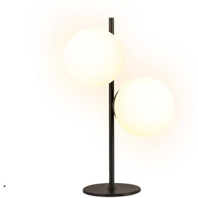 NETTLIFE Lampa Stołowa Czarna Lampka Nocna Salon E27 Nowoczesny Design Szkło Przemysłowe Vintage Metal 2 Żarówki NETTLIFE Lampa Stołowa Czarna Lampka Nocna Salon E27 Nowoczesny Design Szkło Przemysłowe Vintage Metal 2 Żarówki