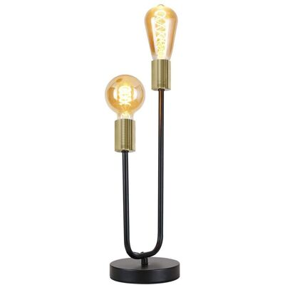 NETTLIFE Lampa stołowa Vintage czarna lampka nocna salon czarne złoto E27 przemysłowa metalowa lampka nocna z kablem NETTLIFE Lampa stołowa Vintage czarna lampka nocna salon czarne złoto E27 przemysłowa metalowa lampka nocna z kablem