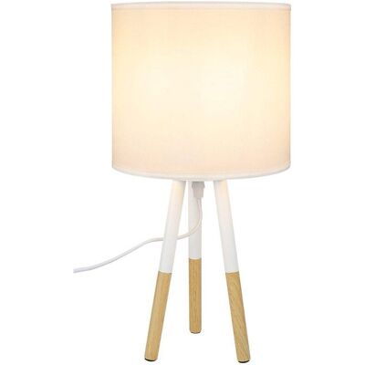 NETTLIFE Lampka nocna Zestaw 1 nowoczesnych lamp stołowych - Lampa stołowa do salonu z abażurem z tkaniny Gniazdo E27 Max. 40W Biały NETTLIFE Lampka nocna Zestaw 1 nowoczesnych lamp stołowych - Lampa stołowa do salonu z abażurem z tkaniny Gniazdo E27 Max. 40W Biały